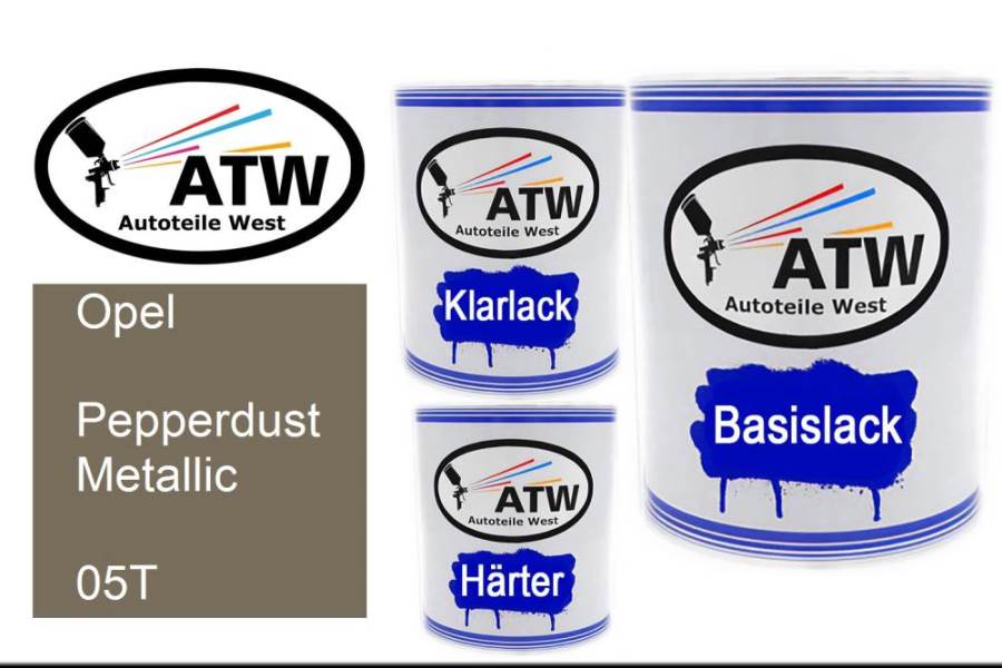 Opel, Pepperdust Metallic, 05T: 1L Lackdose + 1L Klarlack + 500ml Härter - Set, von ATW Autoteile West.